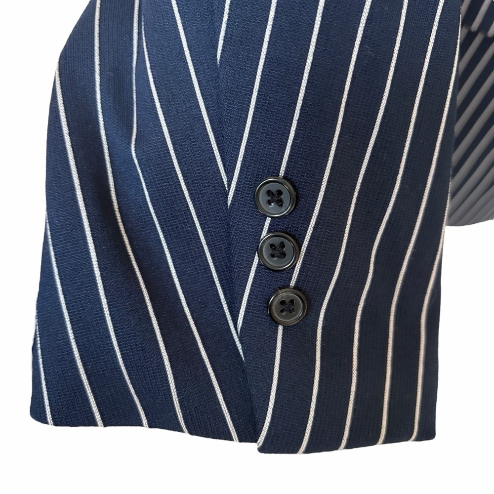 Leze The Lable Sierra Boyfriend Pinstripe Blue White Blazer Women's Medium - Picture 7 of 13
